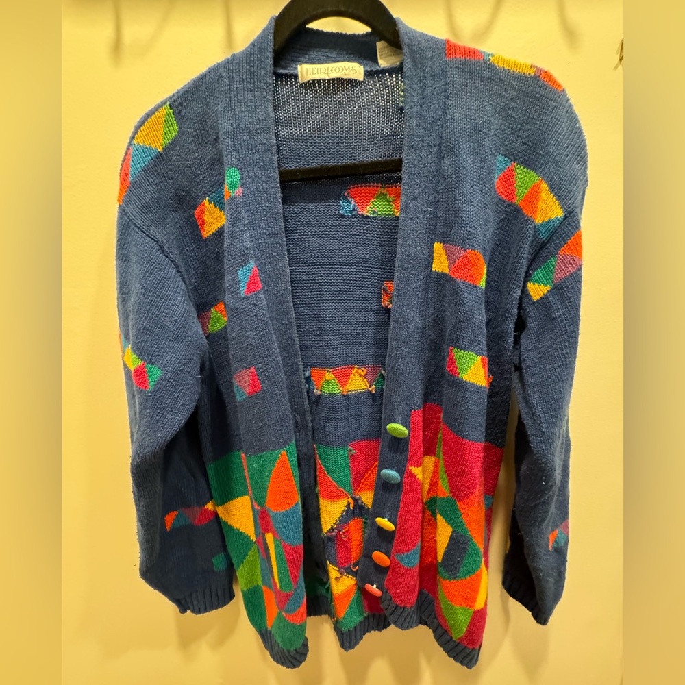 Vintage knit colorful cardigan
